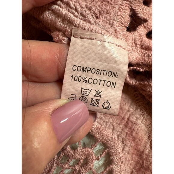 Simply Couture Crochet Lace Sleeveless open Front Vest Pink Size L Boho EUC - Picture 7 of 7